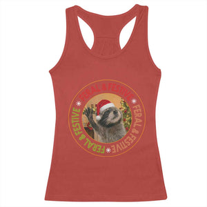 Funny Christmas Pedro The Racoon Racerback Tank Top Feral And Festive Xmas Santa Trash Panda TS11 Red Print Your Wear