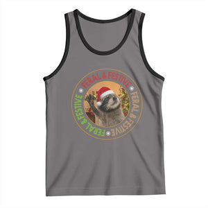 Funny Christmas Pedro The Racoon Tank Top Feral And Festive Xmas Santa Trash Panda TS11 Deep Heather Black Print Your Wear