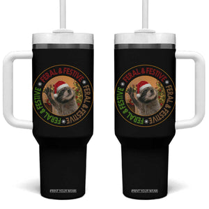Funny Christmas Pedro The Racoon Tumbler With Handle Feral And Festive Xmas Santa Trash Panda TS11 One Size: 40 oz Black Print Your Wear
