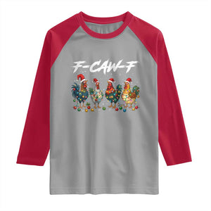 Funny F Caw F Chicken Christmas Raglan Shirt Xmas Rooster Meme Poultry Farm TS11 Sport Gray Red Print Your Wear