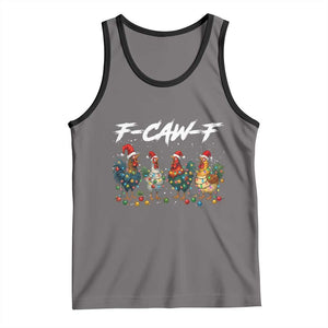 Funny F Caw F Chicken Christmas Tank Top Xmas Rooster Meme Poultry Farm TS11 Deep Heather Black Print Your Wear