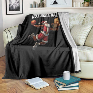 Funny Black Santa Christmas Basketball Throw Blanket Out Here Ballin Xmas Santa Sport TS11 Print Your Wear