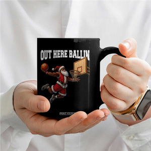 Funny Black Santa Christmas Basketball Coffee Mug Out Here Ballin Xmas Santa Sport TS11 Print Your Wear