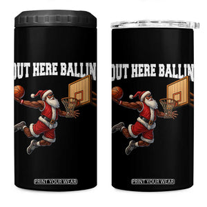 Funny Black Santa Christmas Basketball 4 in 1 Can Cooler Tumbler Out Here Ballin Xmas Santa Sport TS11 One Size: 16 oz Black Print Your Wear