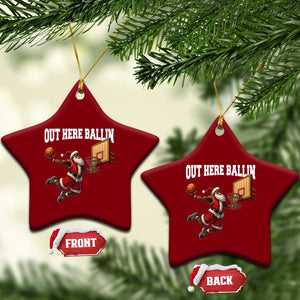 Funny Black Santa Christmas Basketball Ceramic Ornament Out Here Ballin Xmas Santa Sport TS11 Print Your Wear