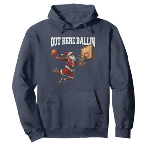 Funny Black Santa Christmas Basketball Hoodie Out Here Ballin Xmas Santa Sport TS11 Navy Print Your Wear