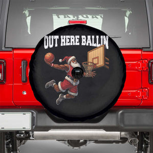 Funny Black Santa Christmas Basketball Spare Tire Cover Out Here Ballin Xmas Santa Sport TS11 Black Print Your Wear