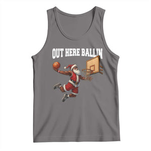 Funny Black Santa Christmas Basketball Tank Top Out Here Ballin Xmas Santa Sport - Print Your Wear