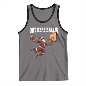 Funny Black Santa Christmas Basketball Tank Top Out Here Ballin Xmas Santa Sport TS11 Deep Heather Black Print Your Wear