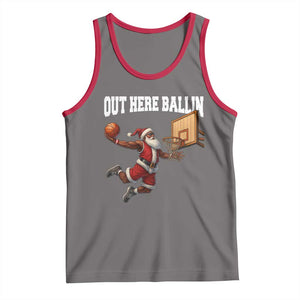 Funny Black Santa Christmas Basketball Tank Top Out Here Ballin Xmas Santa Sport - Print Your Wear