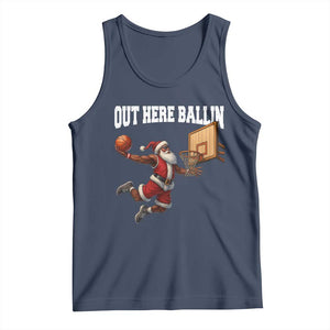 Funny Black Santa Christmas Basketball Tank Top Out Here Ballin Xmas Santa Sport - Print Your Wear