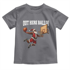 Funny Black Santa Christmas Basketball Toddler T Shirt Out Here Ballin Xmas Santa Sport TS11 Charcoal Print Your Wear