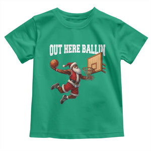 Funny Black Santa Christmas Basketball Toddler T Shirt Out Here Ballin Xmas Santa Sport TS11 Irish Green Print Your Wear