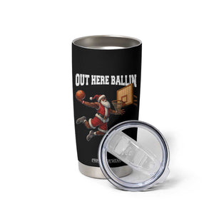 Funny Black Santa Christmas Basketball Tumbler Cup Out Here Ballin Xmas Santa Sport TS11 Print Your Wear