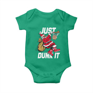 Funny Black Santa Christmas Basketball Baby Onesie Just Dunk It Xmas Sport TS11 Irish Green Print Your Wear