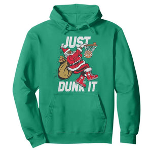 Funny Black Santa Christmas Basketball Hoodie Just Dunk It Xmas Sport TS11 Irish Green Print Your Wear