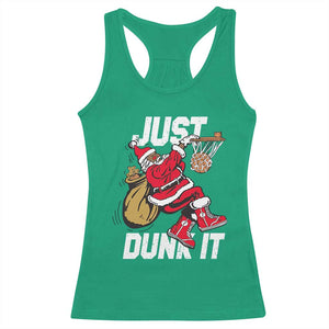 Funny Black Santa Christmas Basketball Racerback Tank Top Just Dunk It Xmas Sport - Print Your Wear