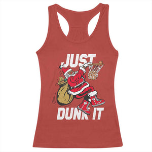 Funny Black Santa Christmas Basketball Racerback Tank Top Just Dunk It Xmas Sport - Print Your Wear