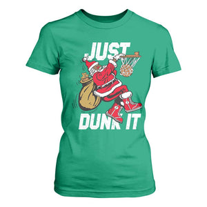 Funny Black Santa Christmas Basketball T Shirt For Women Just Dunk It Xmas Sport TS11 Irish Green Print Your Wear