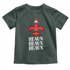 Funny Cajun Louisiana Christmas Toddler T Shirt Heaux Heaux Heaux New Orleans Santa Hat TS11 Dark Forest Green Print Your Wear