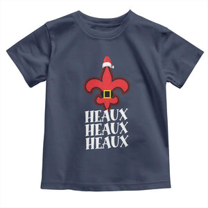Funny Cajun Louisiana Christmas Toddler T Shirt Heaux Heaux Heaux New Orleans Santa Hat TS11 Navy Print Your Wear