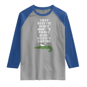 Funny Cajun Louisiana Christmas Raglan Shirt Eight Crocodiles New Orleans Santa TS11 Sport Gray Royal Print Your Wear