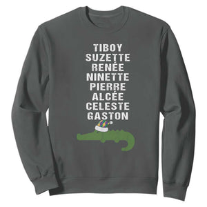 Funny Cajun Louisiana Christmas Sweatshirt Eight Crocodiles New Orleans Santa TS11 Dark Heather Print Your Wear