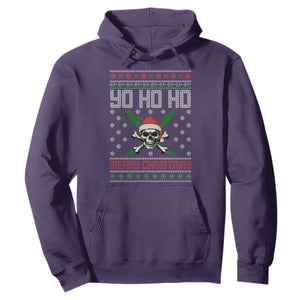 Funny Christmas Pirate Santa Hoodie Yo Ho Ho Merry Christmas Skull Santa Hat TS11 Purple Print Your Wear