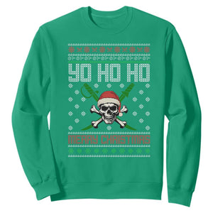 Funny Christmas Pirate Santa Sweatshirt Yo Ho Ho Merry Christmas Skull Santa Hat TS11 Irish Green Print Your Wear