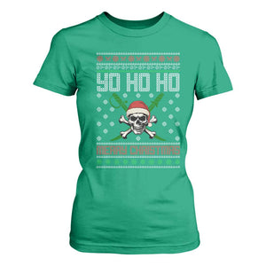 Funny Christmas Pirate Santa T Shirt For Women Yo Ho Ho Merry Christmas Skull Santa Hat TS11 Irish Green Print Your Wear