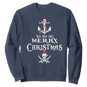 Funny Christmas Pirate Sweatshirt Yo Ho Ho Merry Christmas Anchor Santa Skull TS11 Navy Print Your Wear