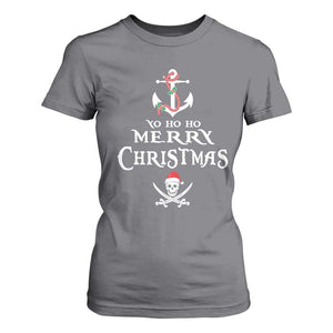 Funny Christmas Pirate T Shirt For Women Yo Ho Ho Merry Christmas Anchor Santa Skull TS11 Charcoal Print Your Wear