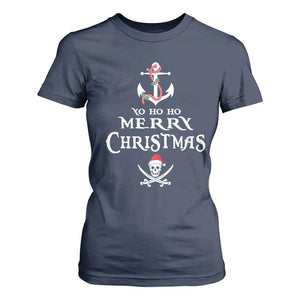 Funny Christmas Pirate T Shirt For Women Yo Ho Ho Merry Christmas Anchor Santa Skull TS11 Navy Print Your Wear