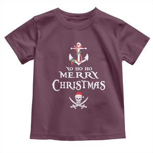 Funny Christmas Pirate Toddler T Shirt Yo Ho Ho Merry Christmas Anchor Santa Skull TS11 Maroon Print Your Wear