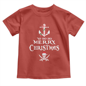 Funny Christmas Pirate Toddler T Shirt Yo Ho Ho Merry Christmas Anchor Santa Skull TS11 Red Print Your Wear