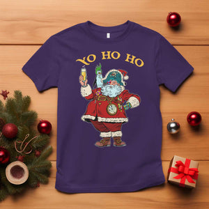 Funny Christmas Pirate Santa T Shirt Yo Ho Ho Holiday Xmas Pirate TS11 Purple Print Your Wear