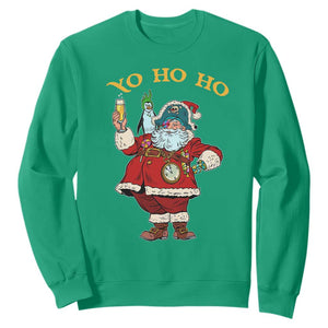 Funny Christmas Pirate Santa Sweatshirt Yo Ho Ho Holiday Xmas Pirate TS11 Irish Green Print Your Wear