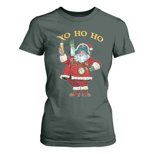 Funny Christmas Pirate Santa T Shirt For Women Yo Ho Ho Holiday Xmas Pirate TS11 Dark Forest Green Print Your Wear