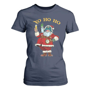 Funny Christmas Pirate Santa T Shirt For Women Yo Ho Ho Holiday Xmas Pirate TS11 Navy Print Your Wear