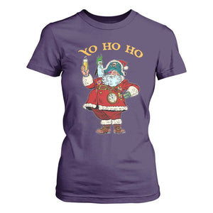 Funny Christmas Pirate Santa T Shirt For Women Yo Ho Ho Holiday Xmas Pirate TS11 Purple Print Your Wear