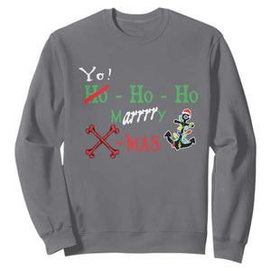 Funny Christmas Pirate Sweatshirt Yo Ho Ho Marrrrry X-Mas Anchor Santa Hat TS11 Charcoal Print Your Wear