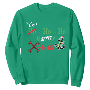 Funny Christmas Pirate Sweatshirt Yo Ho Ho Marrrrry X-Mas Anchor Santa Hat TS11 Irish Green Print Your Wear