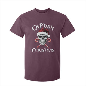 Funny Xmas Pirate Santa T Shirt For Kid Captain Christmas Skull Candy Canes TS11 Maroon Print Your Wear