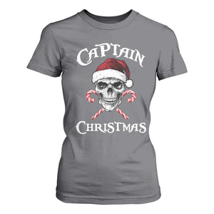 Funny Xmas Pirate Santa T Shirt For Women Captain Christmas Skull Candy Canes TS11 Charcoal Print Your Wear