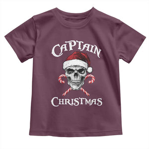 Funny Xmas Pirate Santa Toddler T Shirt Captain Christmas Skull Candy Canes TS11 Maroon Print Your Wear