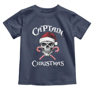 Funny Xmas Pirate Santa Toddler T Shirt Captain Christmas Skull Candy Canes TS11 Navy Print Your Wear