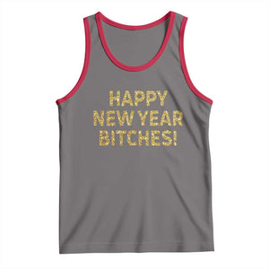 Funny Happy New Year Bitches Tank Top NYE Party Faux Glitter Effect Printed TS11 Deep Heather Red Print Your Wear