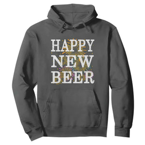 Funny Happy New Beer New Year Hoodie NYE Party Beer Lover Firework TS11 Dark Heather Print Your Wear