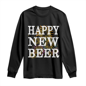 Funny Happy New Beer New Year Long Sleeve Shirt NYE Party Beer Lover Firework TS11 Black Print Your Wear