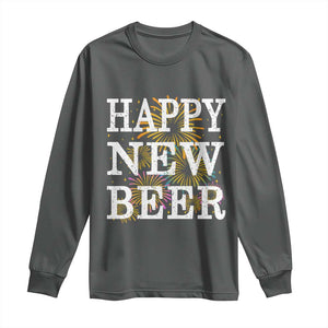 Funny Happy New Beer New Year Long Sleeve Shirt NYE Party Beer Lover Firework TS11 Dark Heather Print Your Wear